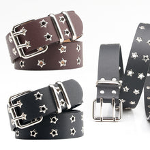  Women's Fashion All-match Casual Star Double Row Air Hole Belt